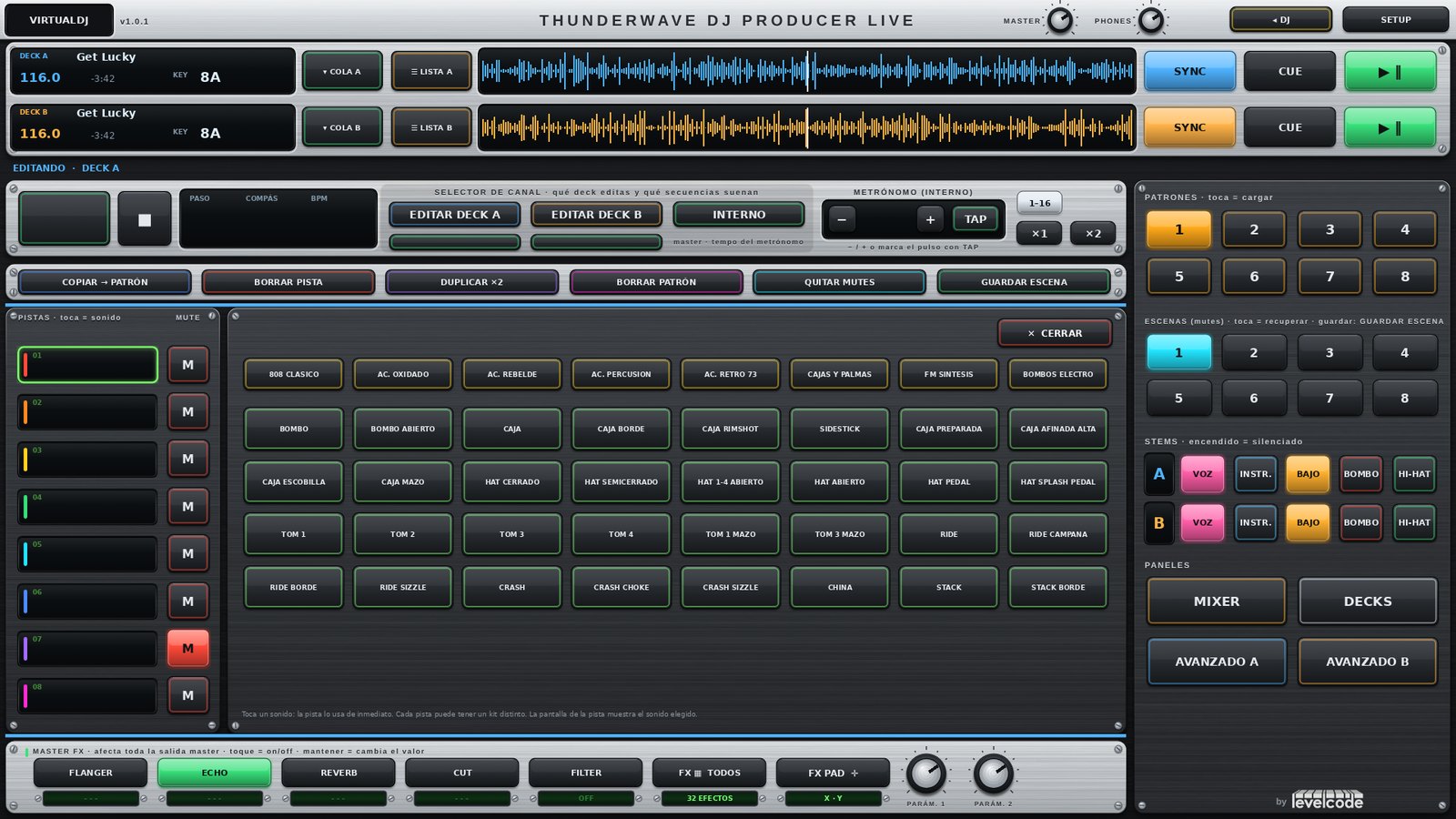 Selector de sonidos de ThunderWave DJ PRODUCER LIVE
